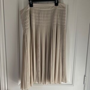 Worthington Cream Accordion Pleated Midi Skirt Flowy A-line